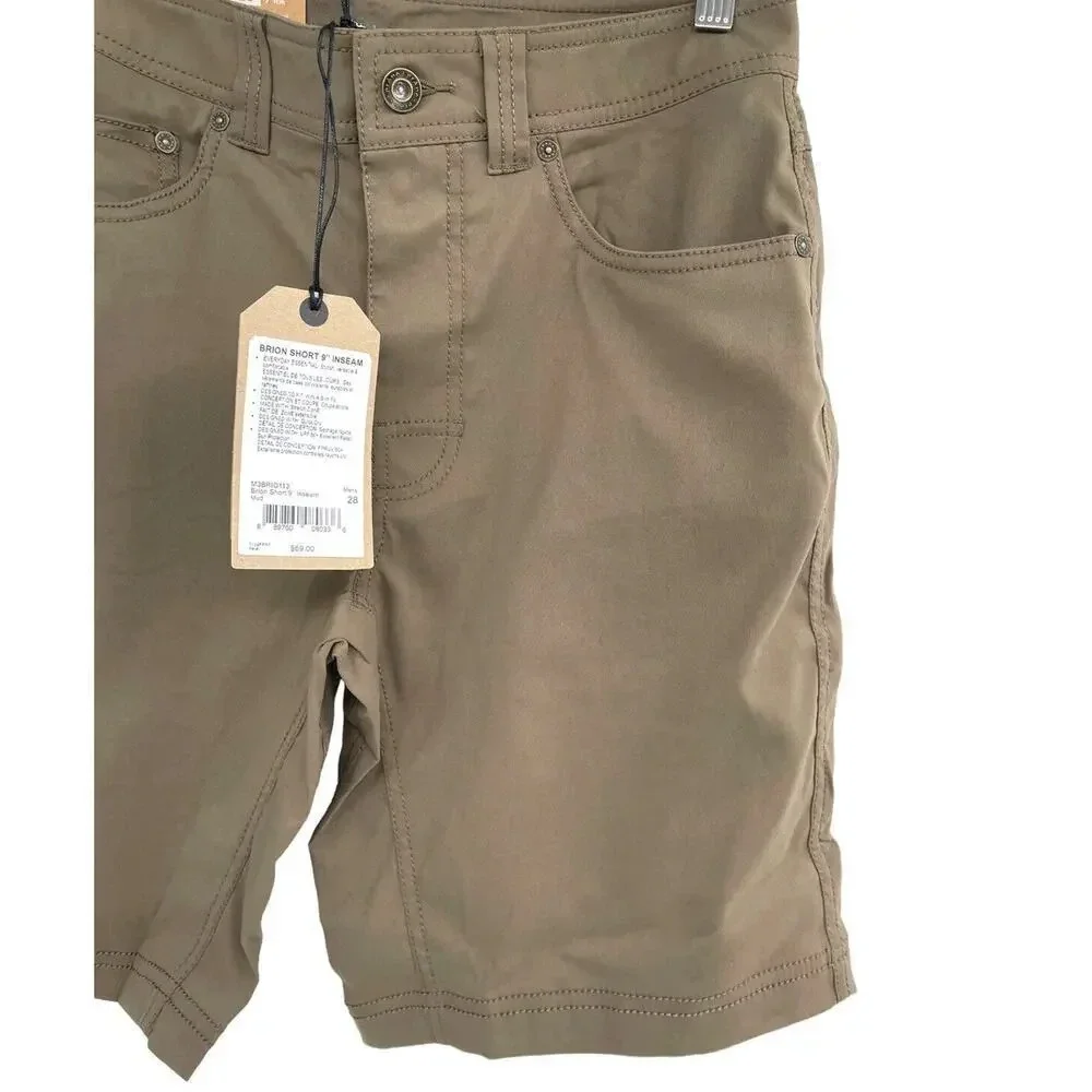Prana Men's Shorts Stretch Brion Size 28 Dark Brown Quick Dry 9" length UPF 50 - Picture 7 of 8
